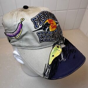 Vintage Bass Pro Shops Fishing Essentials Hat  Embroidered Beige Cap Lures Mens